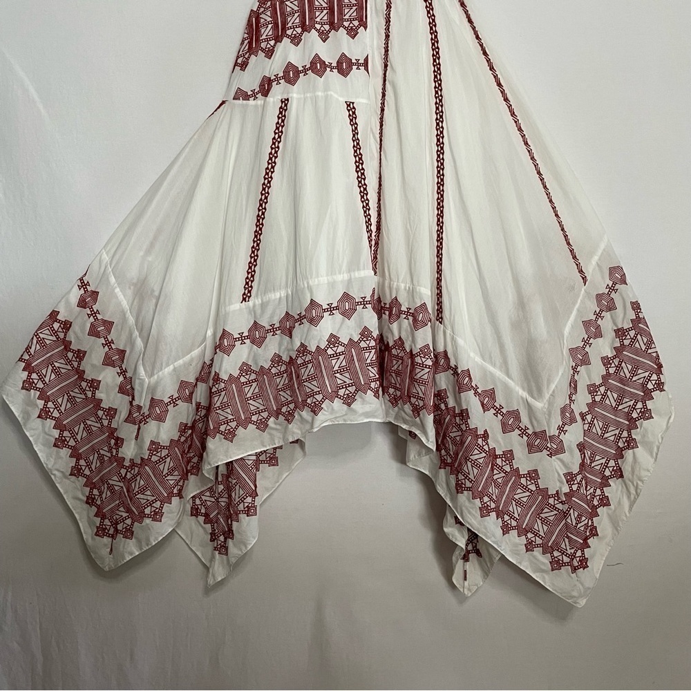 Joie Embroidered Boho Milanira Maxi Dress In Porcelain Handkerchief Hemline - Picture 13 of 16